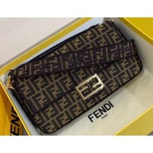 Fendi Roma Amor Fabric FF Motif Large Baguette Bag Brown/Black 2019