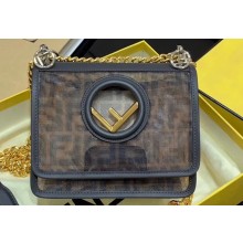 Fendi Tech Mesh All-Over FF Logo Mini Kan I F Bag Brown 2019