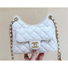 Chanel Shiny Crumpled Calfskin Hobo Handbag AS3690 WHITE 2022 (ORIGINAL QUALITY)
