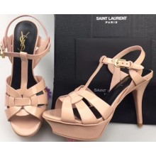 Saint Laurent Tribute Sandals In Patent Leather Nude Pink