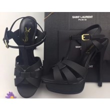Saint Laurent Tribute Sandals In Satin Black