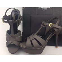 Saint Laurent Tribute Sandals In Satin Dark Gray