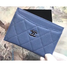 Chanel Caviar Leather Classic Card Holder A31510 Denim Blue