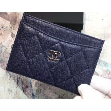Chanel Caviar Leather Classic Card Holder A31510 Navy Blue