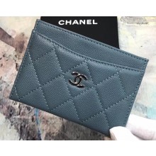 Chanel Caviar Leather Classic Card Holder A31510 Baby Blue