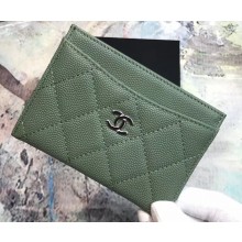 Chanel Caviar Leather Classic Card Holder A31510 Light Green