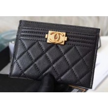 Chanel Caviar Leather Boy Card Holder A84431 Black