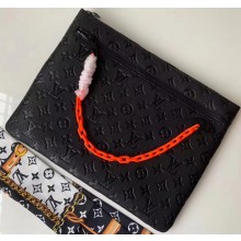 Louis Vuitton Taurillon Monogram A4 Pouch Bag M67461 Black 2019