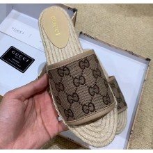 Gucci Canvas GG Espadrilles Slides Sandals Beige 2019