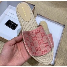 Gucci Canvas GG Espadrilles Slides Sandals Pink 2019
