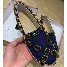 Gucci Canvas Espadrilles Blue with Crystals 573025 2019