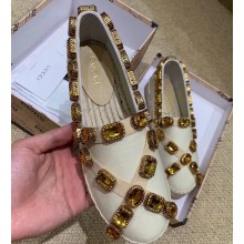 Gucci Canvas Espadrilles White with Crystals 573025 2019