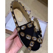 Gucci Canvas Espadrilles Black with Crystals 573025 2019