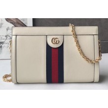 Gucci Structured Shape Web Ophidia Small Shoulder Bag 503877 Leather White 2019