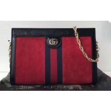 Gucci Structured Shape Web Ophidia Small Shoulder Bag 503877 Suede Red 2019