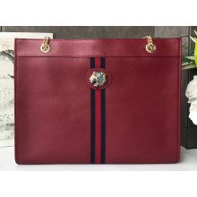 Gucci Vintage Web Rajah Large Tote Bag 537219 Leather Red 2019