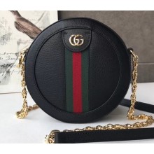 Gucci Web Ophidia Mini Round Shoulder Bag 550618 Leather Black 2019