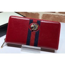Gucci Vintage Web Rajah Zip Around Wallet 573791 Leather Red 2019