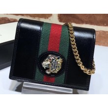 Gucci Vintage Web Rajah Chain Card Case Wallet 573790 Leather Black 2019
