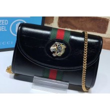 Gucci Vintage Web Rajah Chain Mini Bag 573797 Leather Black 2019
