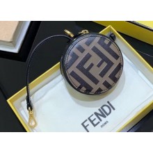 Fendi FF Leather Circular Bag Charm Black 2019