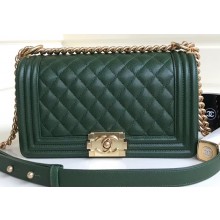 Chanel Caviar Leather Boy Flap Medium Bag Green