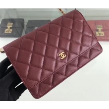 Chanel Caviar Leather Wallet On Chain WOC Bag A33814 Burgundy 2019