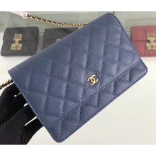 Chanel Caviar Leather Wallet On Chain WOC Bag A33814 Blue 2019