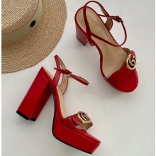 Gucci Heel 10cm Platform Sandals with Double G 573021 Original Quality Red 2019