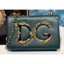 Dolce & Gabbana Baroque DG Girls Shoulder Bag In Nappa Leather Green 2019