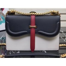 Prada Belle Leather Shoulder Bag 1BD188 Black/White/Red 2019