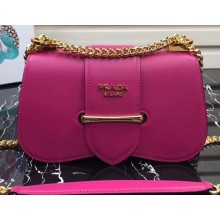 Prada Sidonie Leather Shoulder Bag 1BD184 Fuchsia 2019
