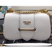 Prada Sidonie Leather Shoulder Bag 1BD184 White 2019