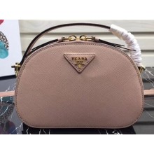 Prada Round Odette Saffiano Leather Bag 1BH123 Nude 2019