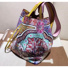 Hermes Licol 17 Bucket Bag In Evercolor Calfskin Bicolor Leather Print Pink 2019