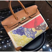 Hermes Birkin 35 Bag in Print Leather Brown/Canvas