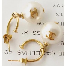 Chanel Logo Single Pearl Earrings 2018
