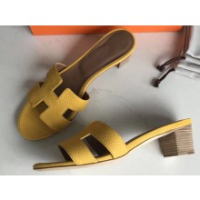 Hermes Heel 5cm Oasis Slipper Sandals in Togo Leather Yellow