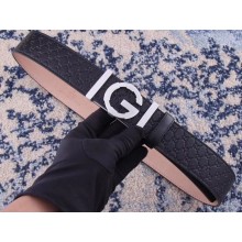 Gucci Width 3.8cm Leather Signature GG Belt with Single G Buckle Black 2019