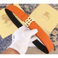 Burberry Width 3.8cm Reversible Monogram Motif Leather Belt Orange 2019