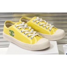 Chanel Logo Print Canvas Sneakers Yellow 2019
