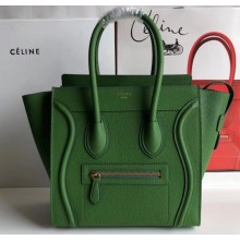 Celine Micro Luggage Bag in Original Drummed Calfskin Green