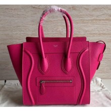 Celine Micro Luggage Bag in Original Drummed Calfskin Fuchsia