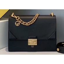 Fendi Leather Kan U Medium Bag Black 2019