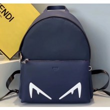 Fendi Bag Bugs Large Backpack Bag with Front Pocket Blue/White Diabolic Eyes 2019
