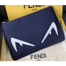 Fendi Bag Bugs Slim Pouch Clutch Bag Blue/White Diabolic Eyes 2019