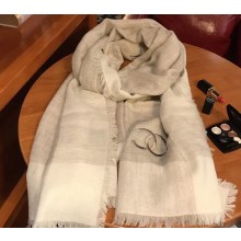 Chanel CC Logo Cashmere Scarf 90x200cm Gray 2019