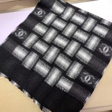 Chanel CC Logo and Braided Cashmere Scarf 45x200cm 2019