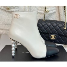 CHANEL pearl heel logo boots white 2023