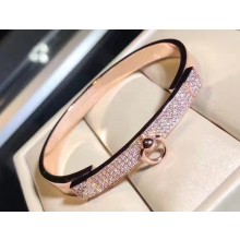 Hermes Collier de Chien Bracelet with Diamonds Pink Gold